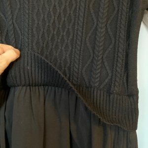 Long dress with sweater top and woven skirt